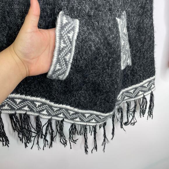 Unbranded gray tunic soft tunic sweater dress knit alpaca print hoodie - Picture 4 of 13